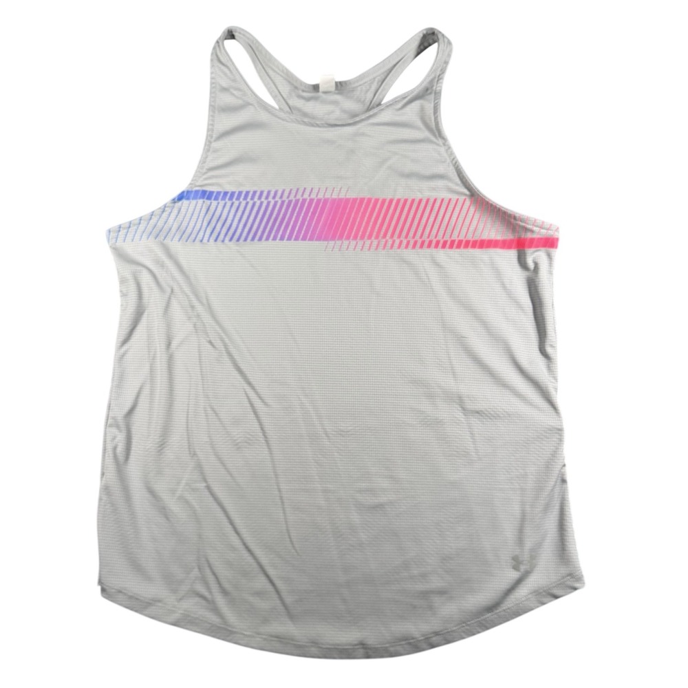 Under Armour Tank Top Womens Large Gray Racerback Gradient Stripe Print 1366595